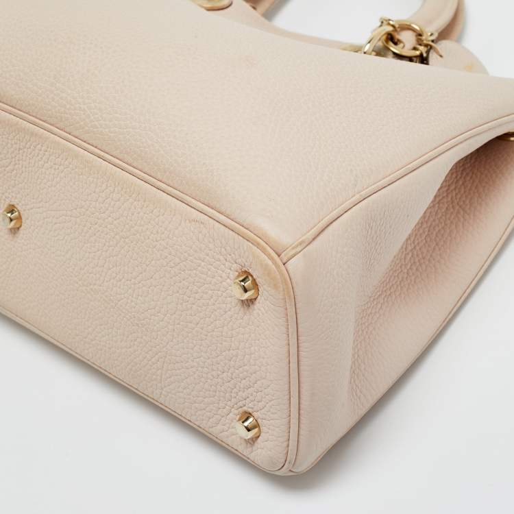 Pre Owned Dior Beige Leather Large Diorissimo Shopper Tote