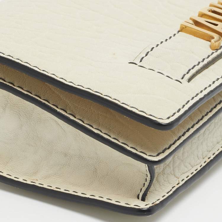 Pre Owned Dior Off -White Leather J'adior Wallet on Chain