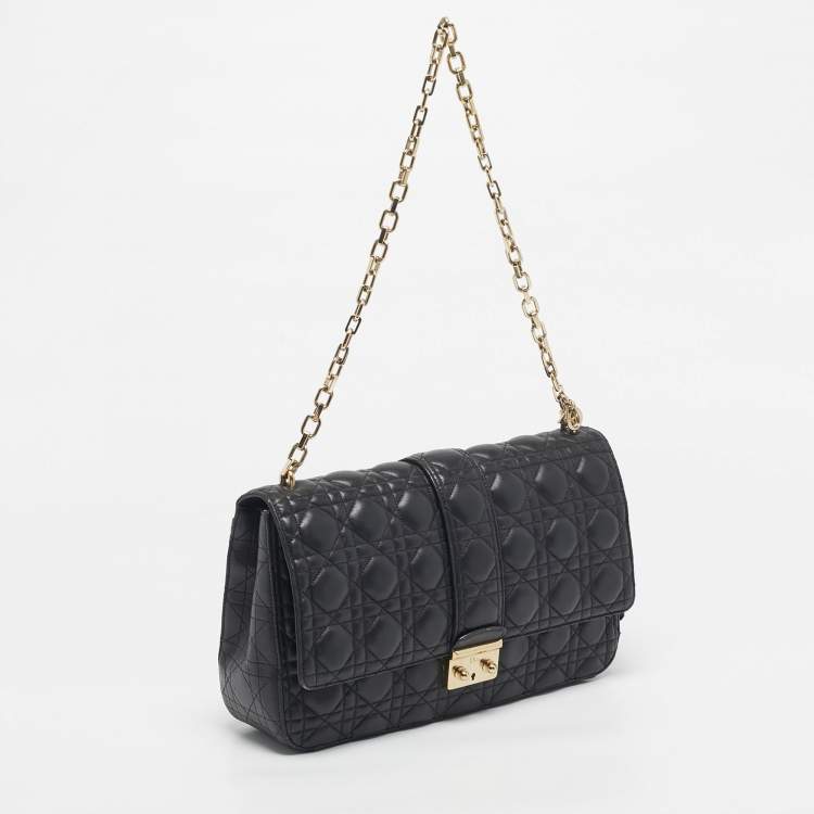 Pre Owned Dior Black Cannage Leather Large Miss Dior Shoulder Bag