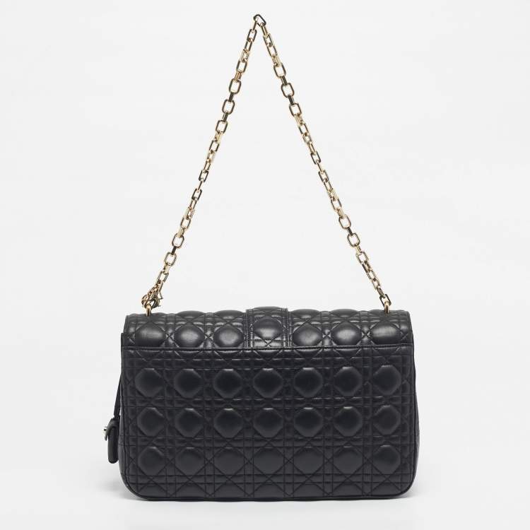 Pre Owned Dior Black Cannage Leather Large Miss Dior Shoulder Bag