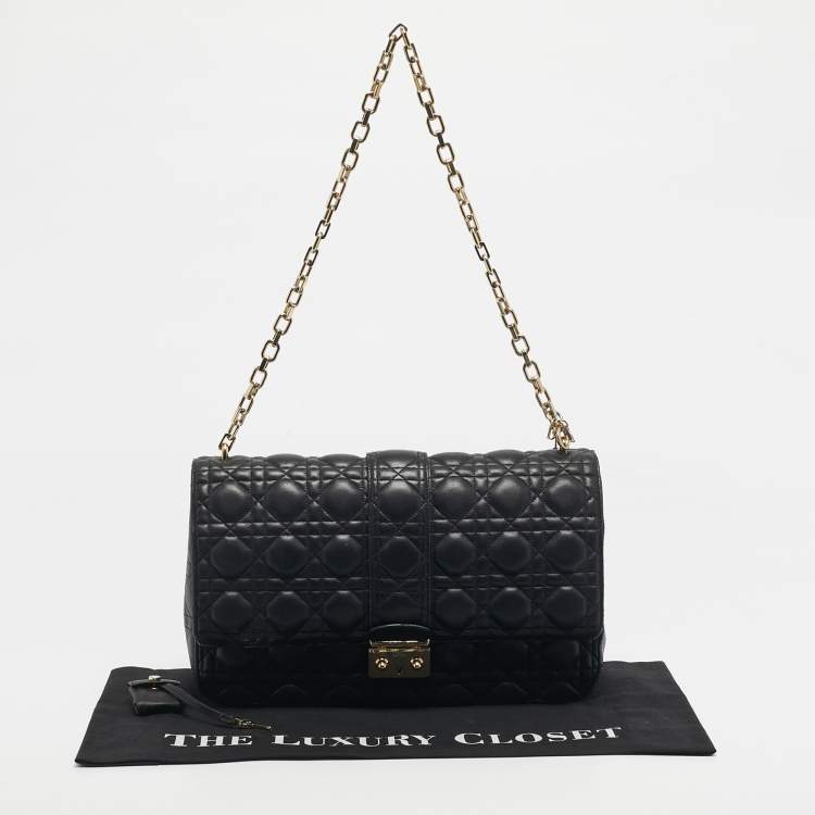 Pre Owned Dior Black Cannage Leather Large Miss Dior Shoulder Bag