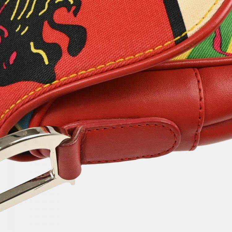 Pre Owned Christian Dior Saddle Red Dior Mania Handbag