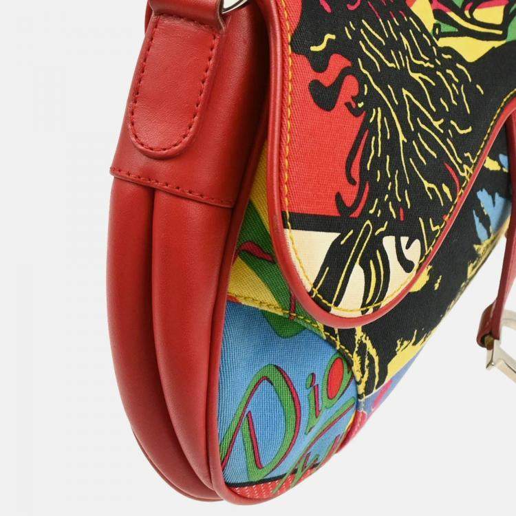 Pre Owned Christian Dior Saddle Red Dior Mania Handbag