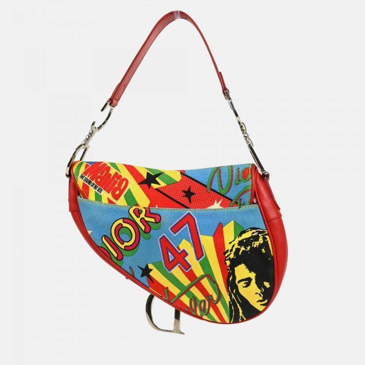 Pre Owned Christian Dior Saddle Red Dior Mania Handbag