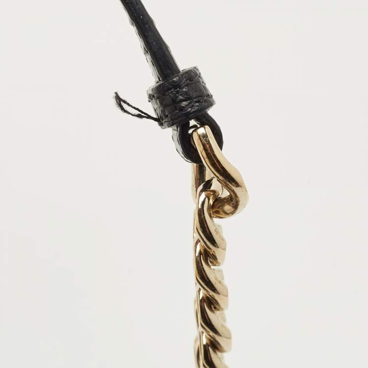 Pre Owned Dior Black Lizard Medium Diorama Flap Shoulder Bag