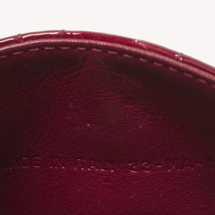 Pre Owned Dior Red Cannaga Patent Leather Gusset Card Holder