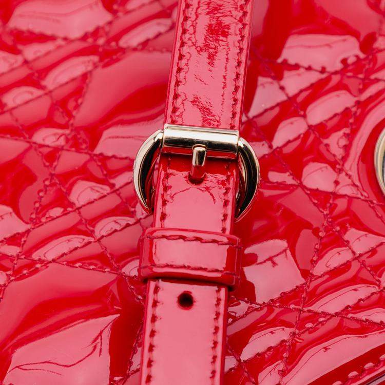 Pre Owned Dior Red Mini Patent Cannage Lady Dior