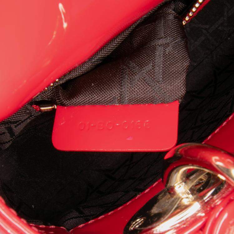 Pre Owned Dior Red Mini Patent Cannage Lady Dior