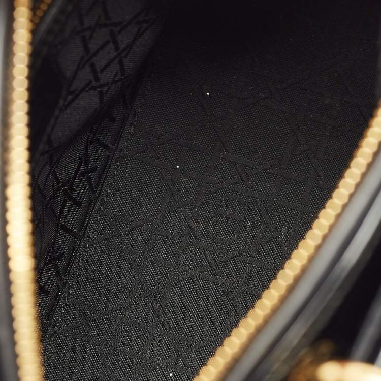 Pre Owned Dior Black Cannage Patent Leather Medium Lady Dior Tote