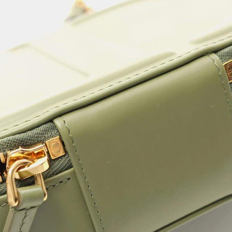 Pre Owned Christian Dior Oval Camera Khaki Leather Shoulder Bag