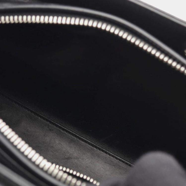 Pre Owned Christian Dior Lady Black Calfskin Enamel Leather Handbag