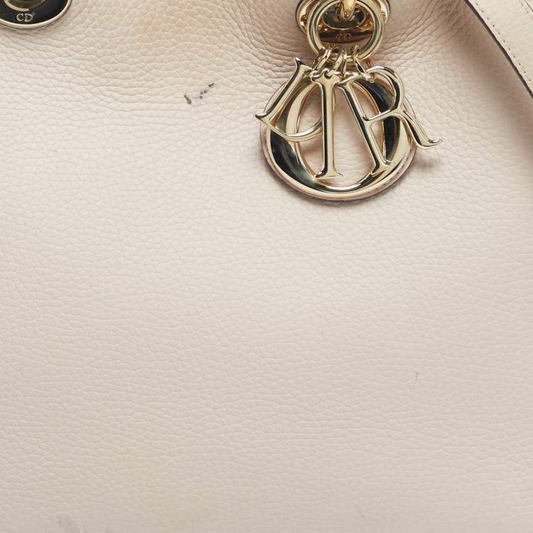 Pre Owned Dior Beige Leather Large Diorissimo Shopper Tote