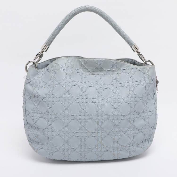 Pre Owned Dior Light Blue Cannage Stitched Leather Lady Dior Hobo