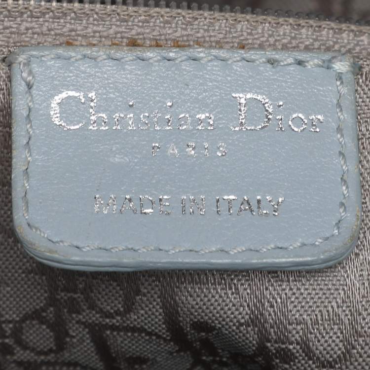 Pre Owned Dior Light Blue Cannage Stitched Leather Lady Dior Hobo