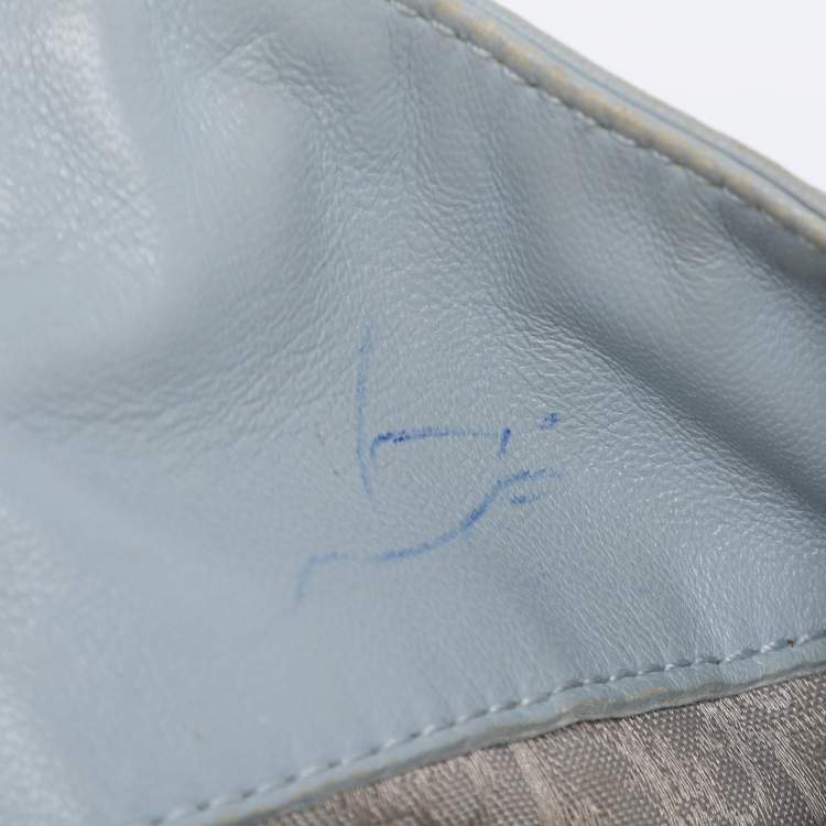 Pre Owned Dior Light Blue Cannage Stitched Leather Lady Dior Hobo