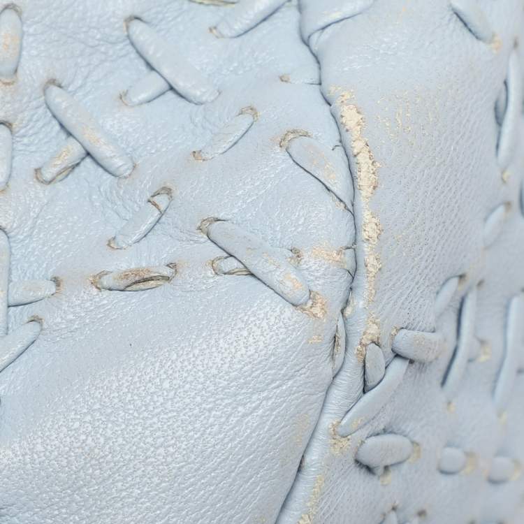 Pre Owned Dior Light Blue Cannage Stitched Leather Lady Dior Hobo