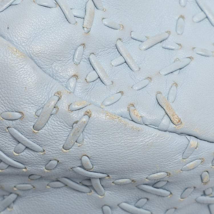 Pre Owned Dior Light Blue Cannage Stitched Leather Lady Dior Hobo