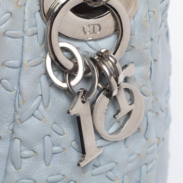 Pre Owned Dior Light Blue Cannage Stitched Leather Lady Dior Hobo