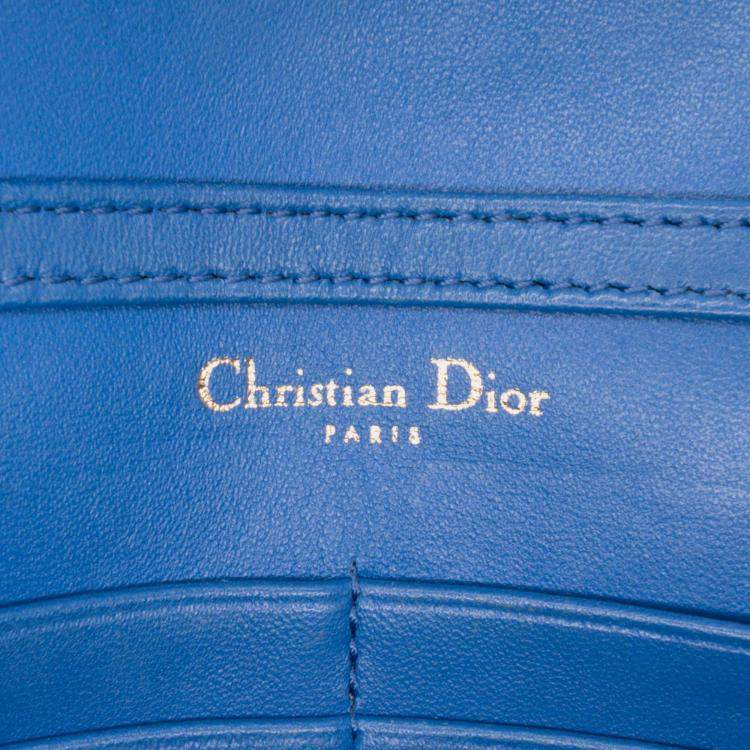 Pre Owned Dior Blue Grained Calfskin Diorama Wallet on Chain