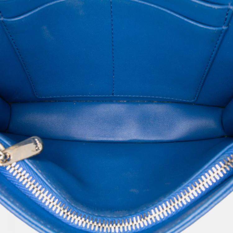 Pre Owned Dior Blue Grained Calfskin Diorama Wallet on Chain