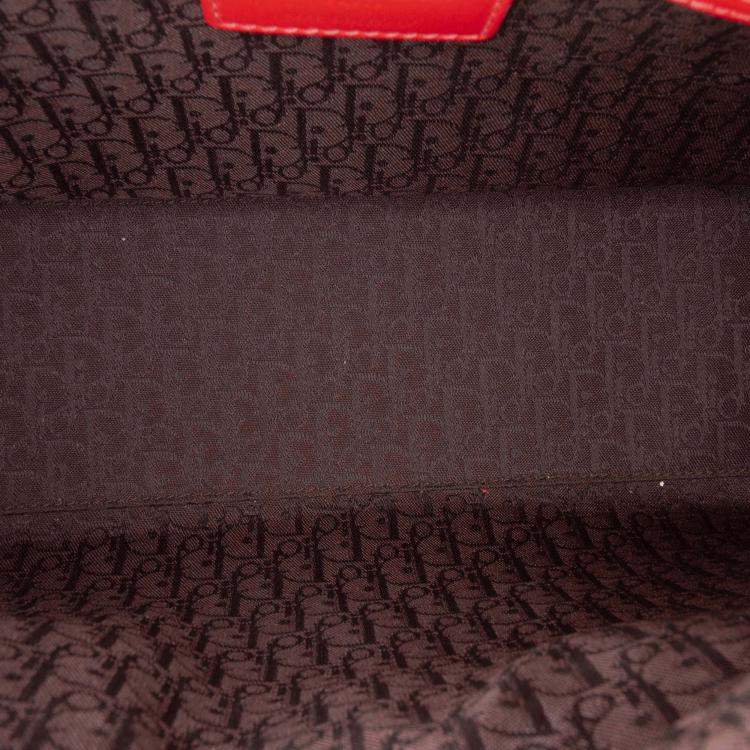 Pre Owned Dior Red Medium Patent Cannage Whipstitch Lady Dior