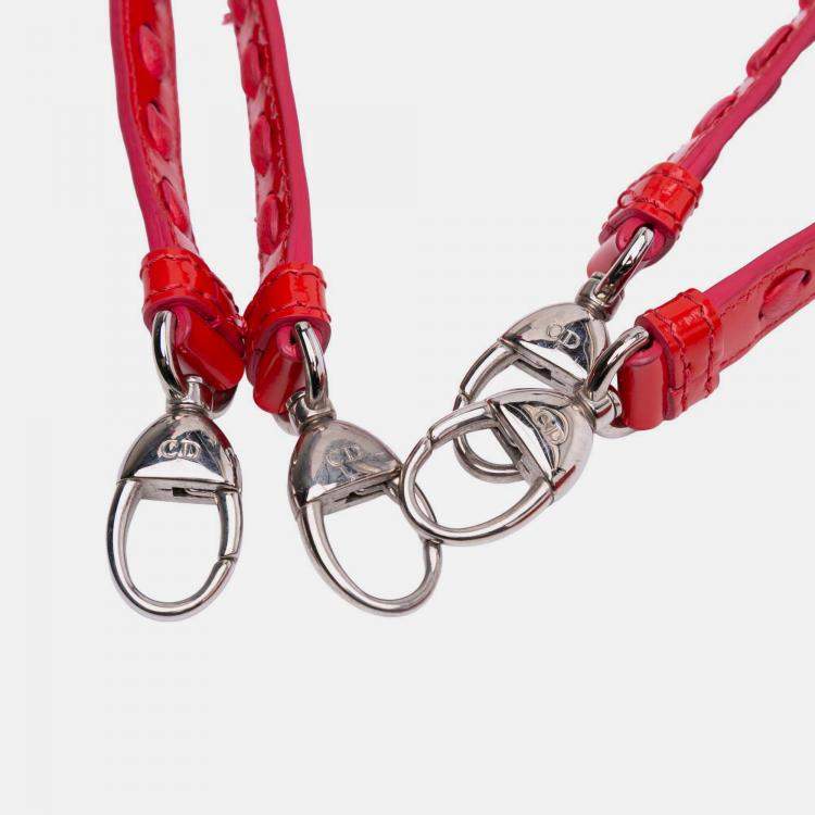 Pre Owned Dior Red Medium Patent Cannage Whipstitch Lady Dior