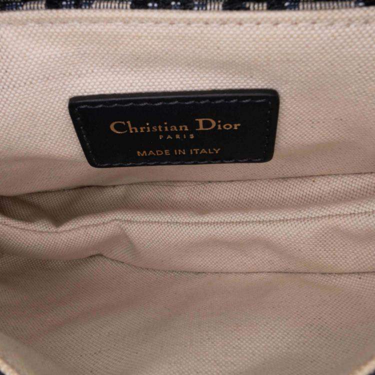 Pre Owned Dior Navy Blue Mini Oblique Canvas Saddle Bag