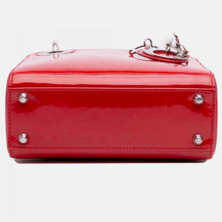 Pre Owned Dior Red Mini Patent Lady Dior