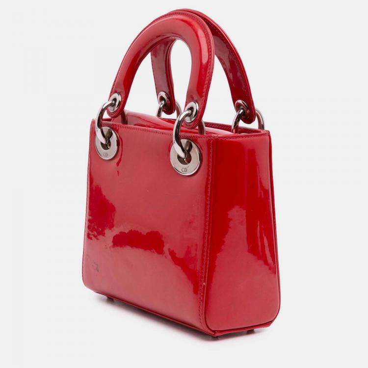 Pre Owned Dior Red Mini Patent Lady Dior