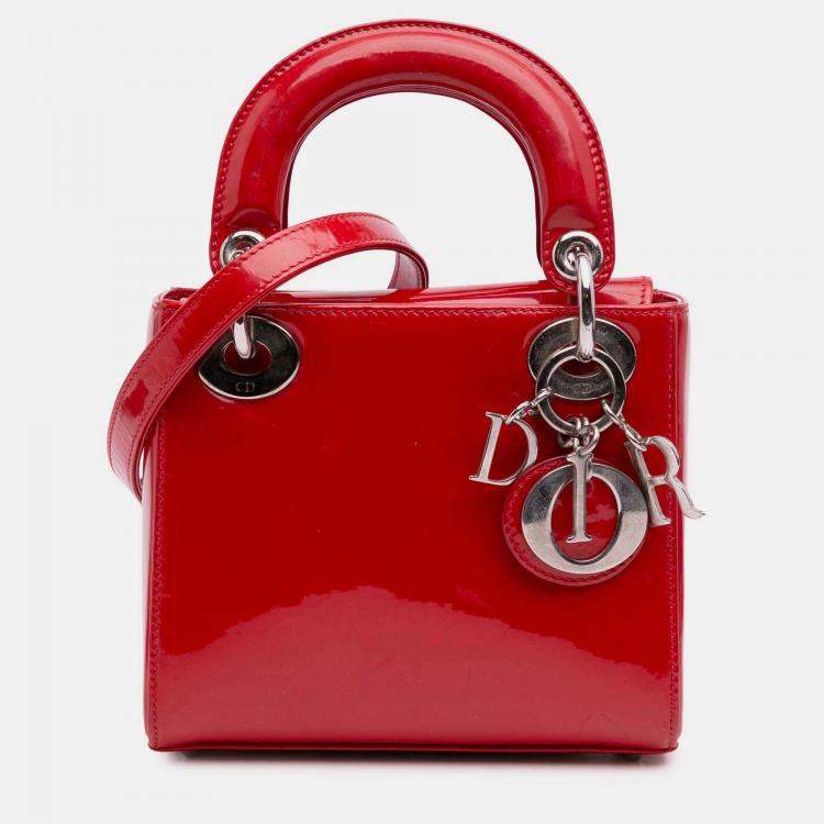 Pre Owned Dior Red Mini Patent Lady Dior