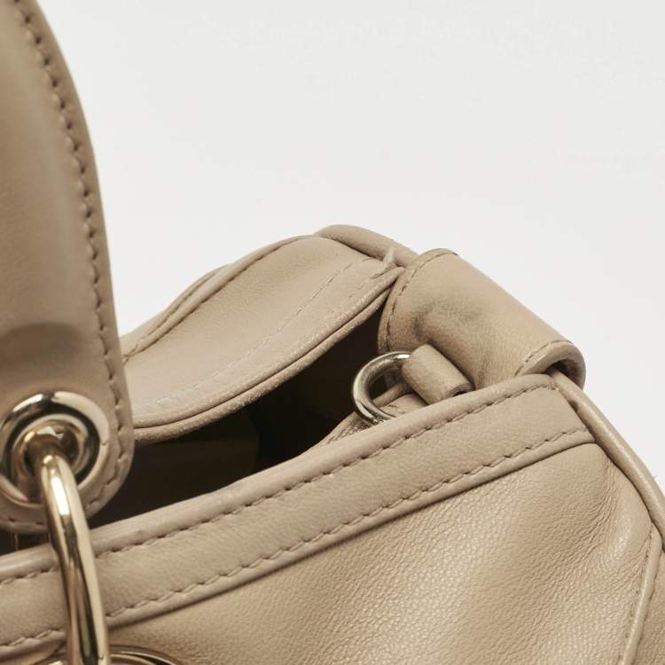 Pre Owned Dior Beige Cannage Leather Granville Polochon Satchel