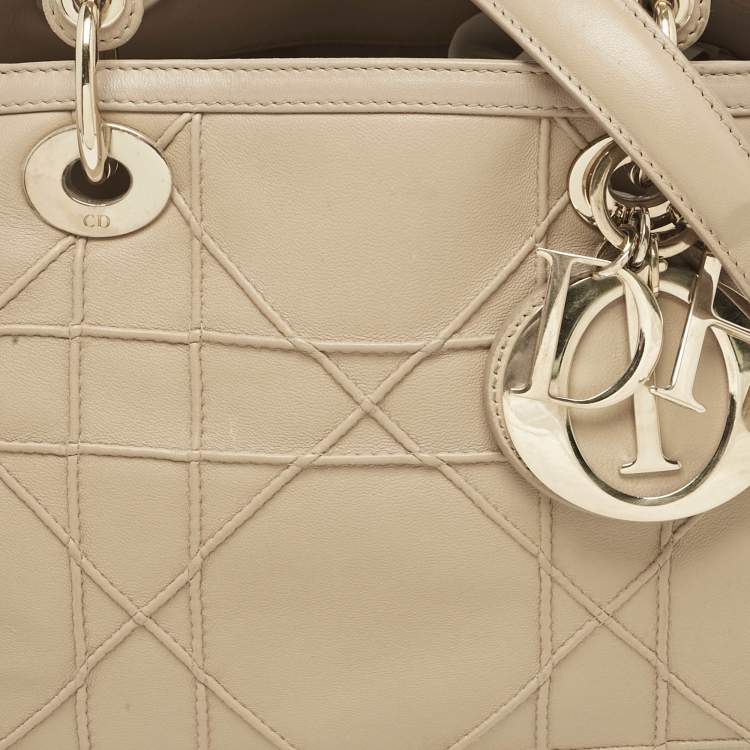 Pre Owned Dior Beige Cannage Leather Granville Polochon Satchel