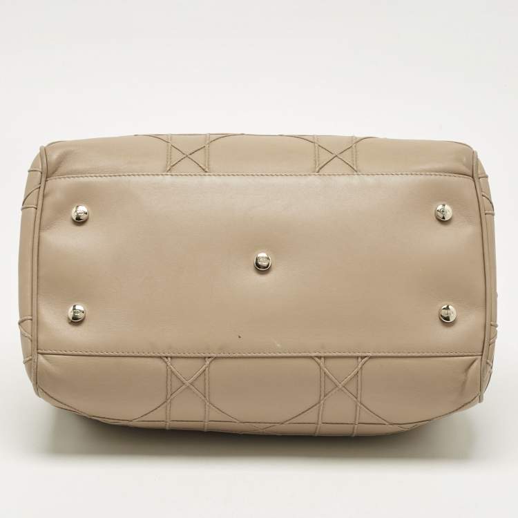 Pre Owned Dior Beige Cannage Leather Granville Polochon Satchel