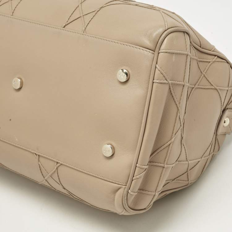 Pre Owned Dior Beige Cannage Leather Granville Polochon Satchel