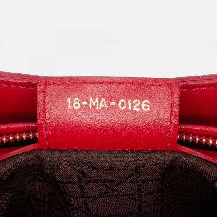 Pre Owned Dior Red Medium Lambskin Cannage Lady Dior