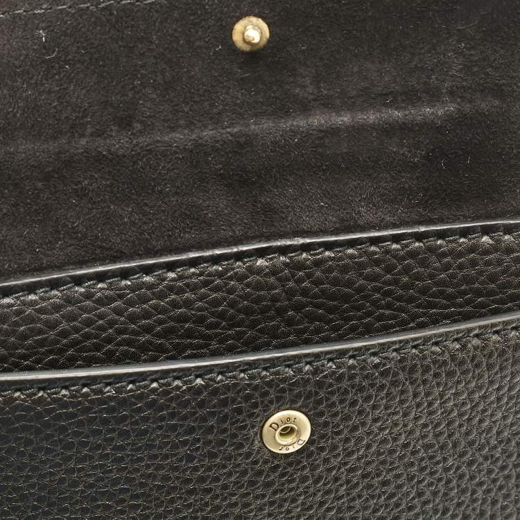 Pre Owned Dior Black Leather D Bee Wallet On Chain