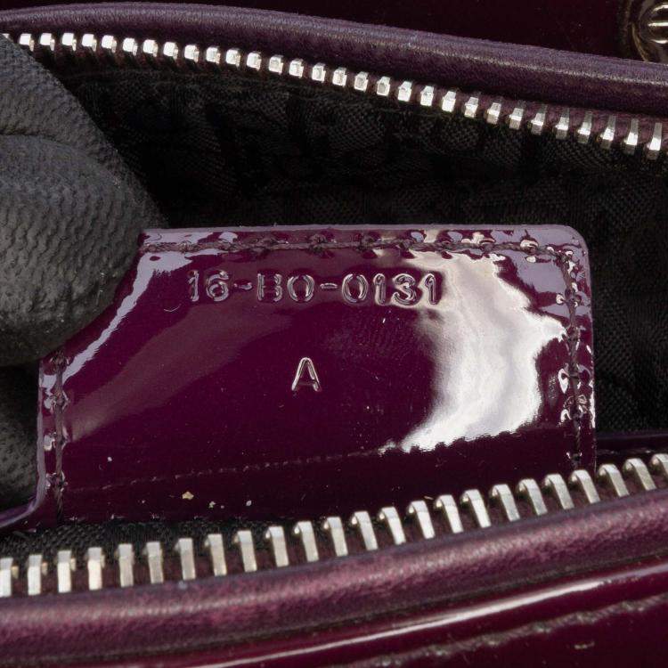 Pre Owned Dior Purple Large Patent Cannage Lady Dior