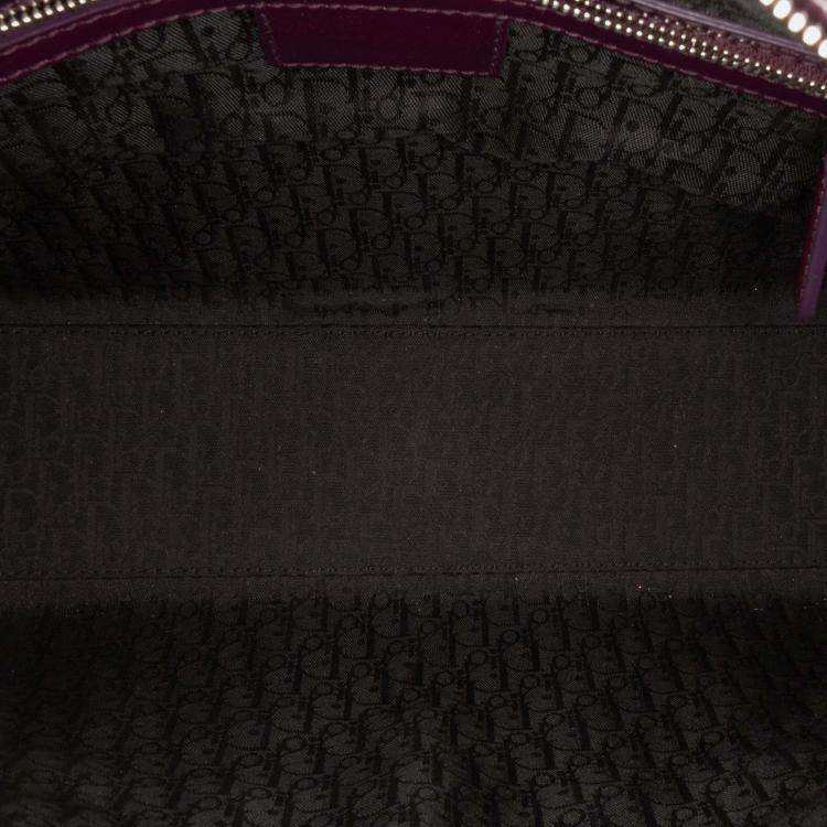 Pre Owned Dior Purple Large Patent Cannage Lady Dior