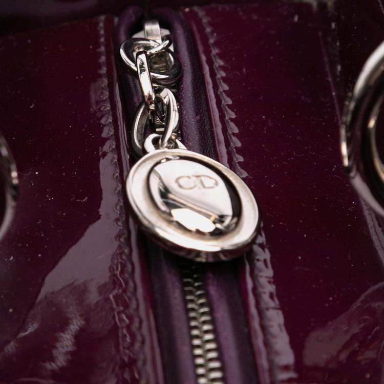 Pre Owned Dior Purple Large Patent Cannage Lady Dior