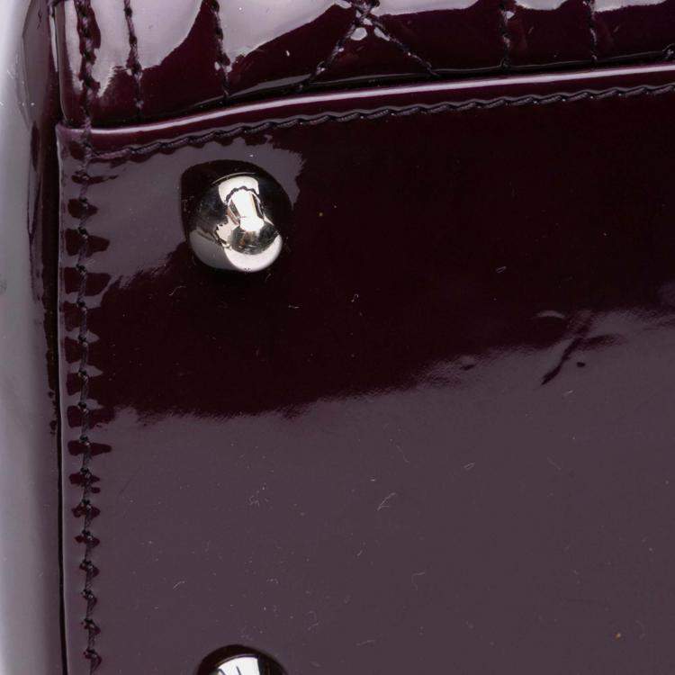 Pre Owned Dior Purple Large Patent Cannage Lady Dior