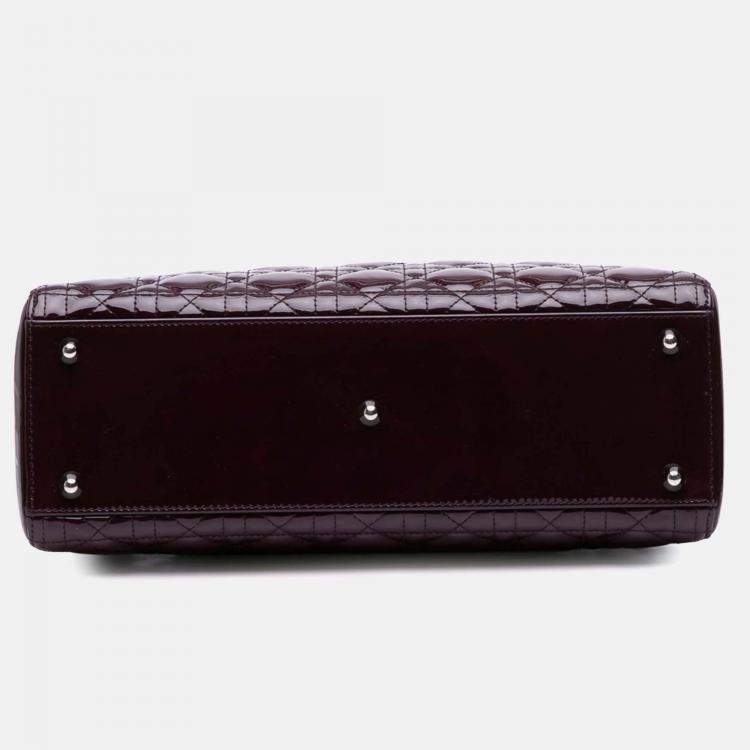 Pre Owned Dior Purple Large Patent Cannage Lady Dior