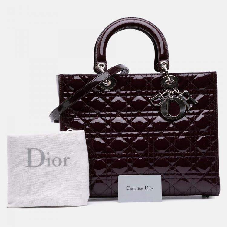 Pre Owned Dior Purple Large Patent Cannage Lady Dior
