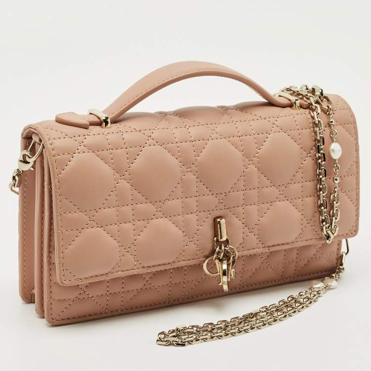 Pre Owned Dior Dusty Pink Cannage Leather Mini My Dior Top Handle Bag