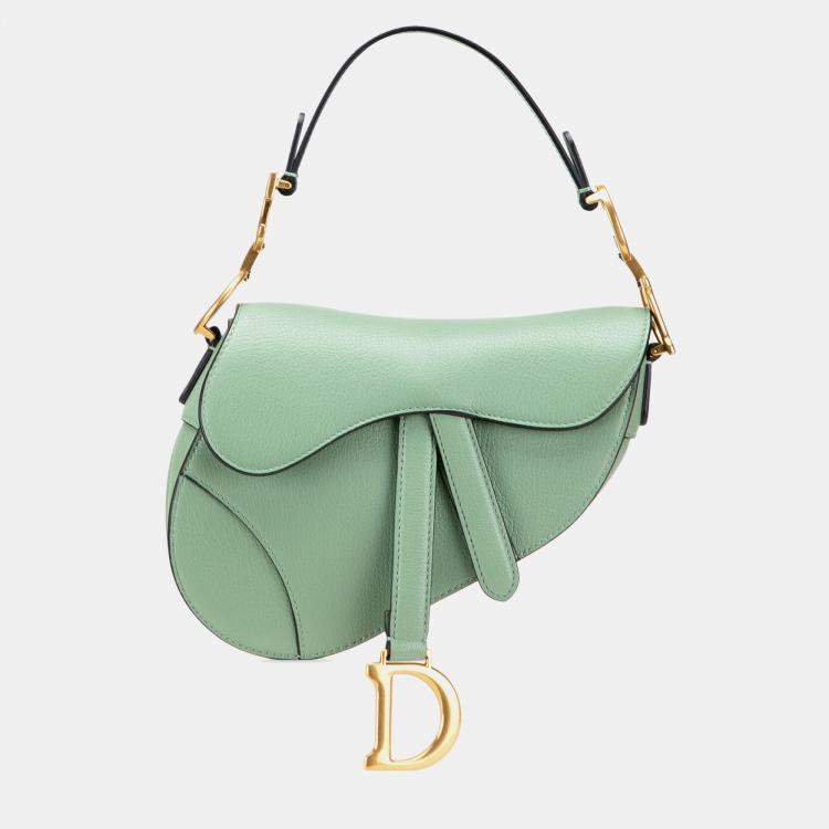Pre Owned Dior Green Mini Calfskin Saddle Bag