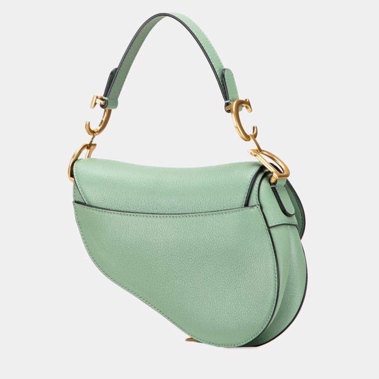 Pre Owned Dior Green Mini Calfskin Saddle Bag