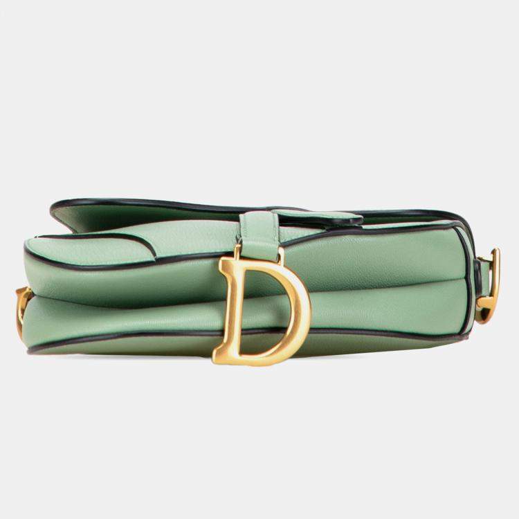 Pre Owned Dior Green Mini Calfskin Saddle Bag