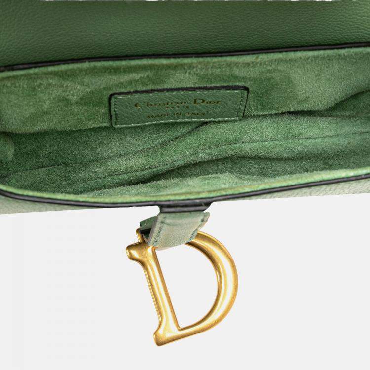 Pre Owned Dior Green Mini Calfskin Saddle Bag