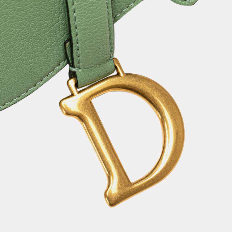 Pre Owned Dior Green Mini Calfskin Saddle Bag