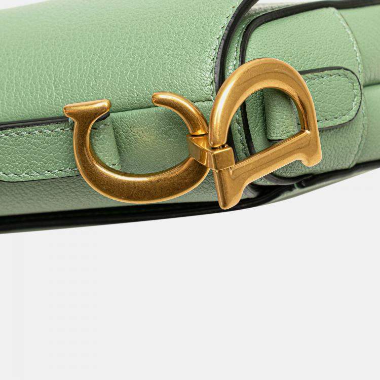 Pre Owned Dior Green Mini Calfskin Saddle Bag