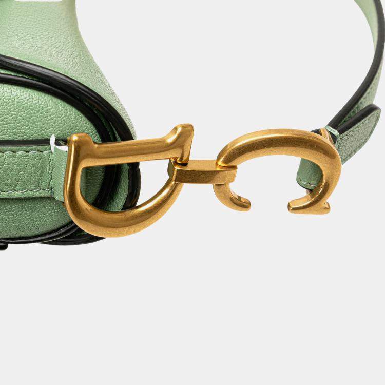 Pre Owned Dior Green Mini Calfskin Saddle Bag